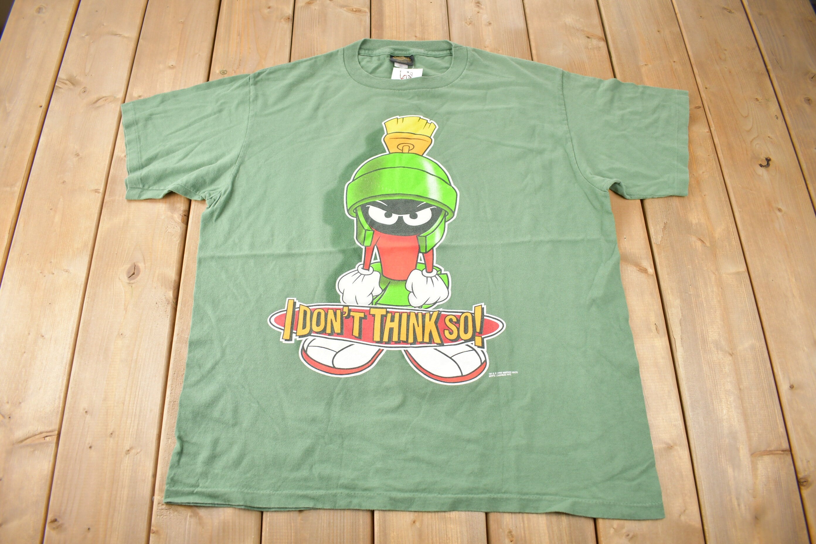 Vintage 1998 Marvin The Martian Looney Tunes Cartoon Graphic T-Shirt Made In USA