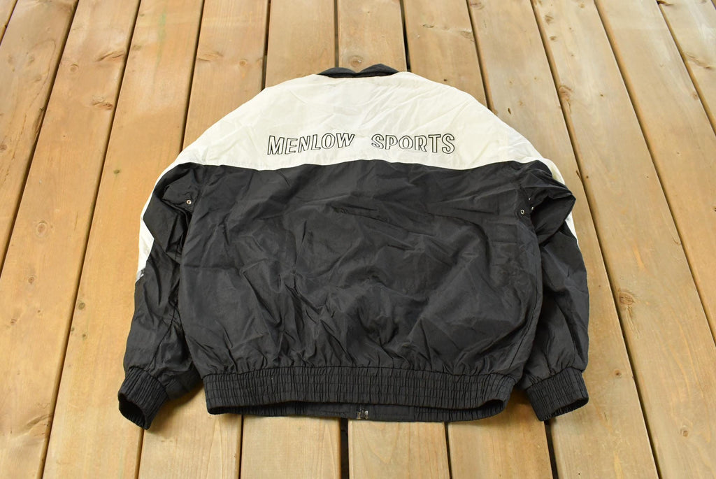 Vintage 1990s Menlow Sports Embroidered Windbreaker Jacket Men's Large / 90s Jacket / Lightweight / Running Athletic Sportswear / Athleisure