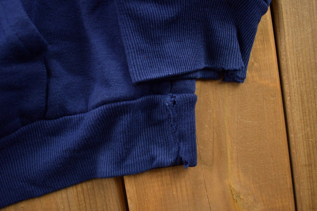 Vintage 1990s Blank Blue Thermal Lined Zip Up Hoodie