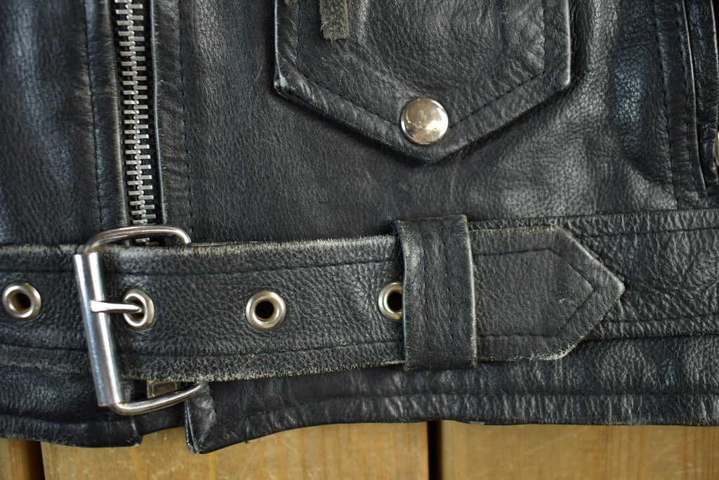 Vintage 1980s Leather Men Leather Biker Jacket Men's 36
