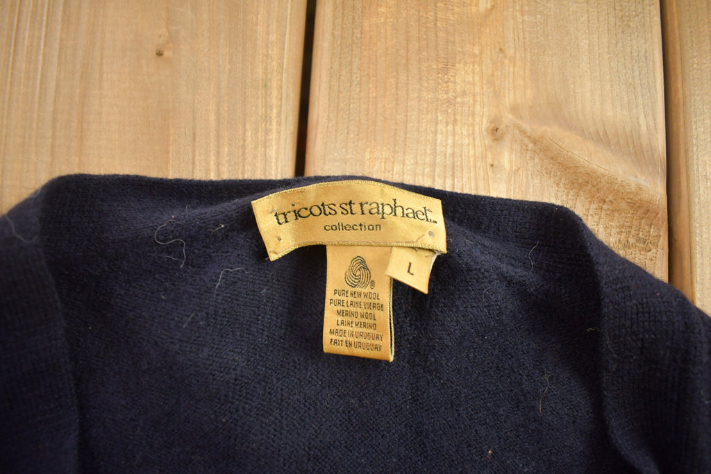 Vintage 1990s Tricots St. Raphael Knitted Cardigan Sweater  Vintage Cardigan  Button Up  Patchwork  Vintage Blanks