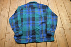 Vintage 1990s Blue And Green Plaid Flannel Button Up Shirt