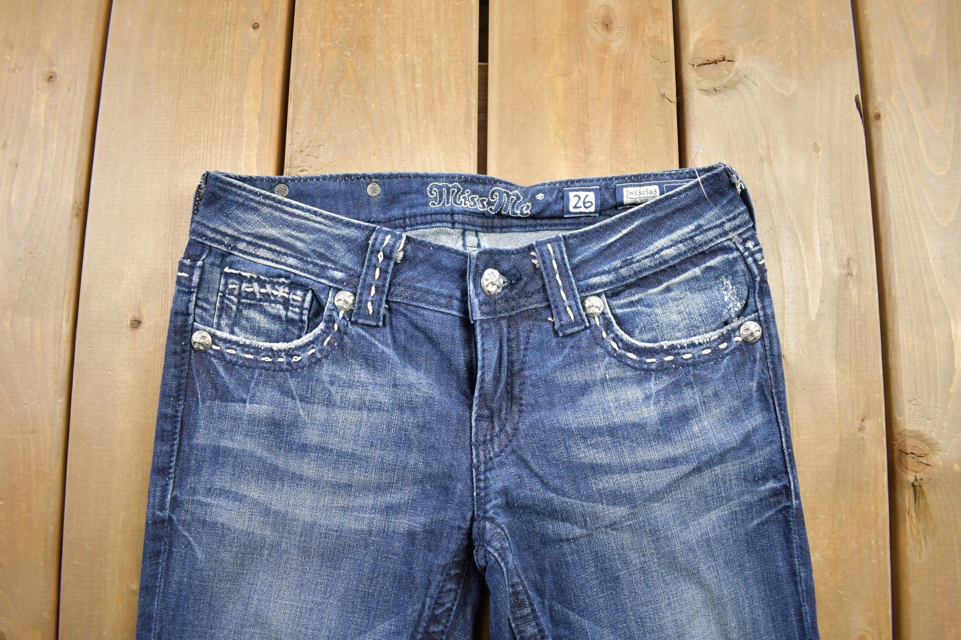 Vintage Y2K Miss Me Bedazzled Low Rise Jeans Size 26x33