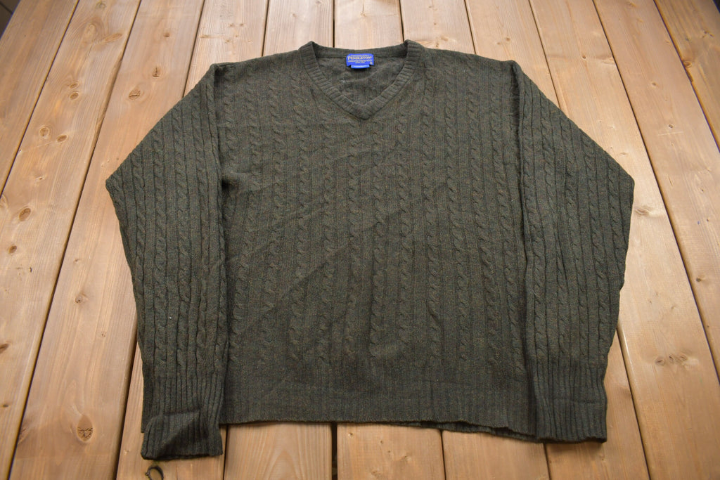 Vintage 1990s Pendleton 100% Lambswool Cable Knitted Crewneck Sweater