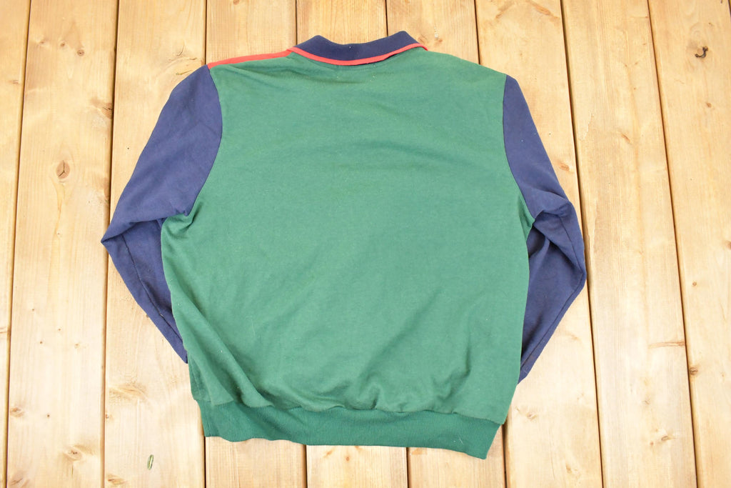 Vintage 1990s Alfred Dunner Plaid Floral Embroidered Quarter Button Sweatshirt Women's PL