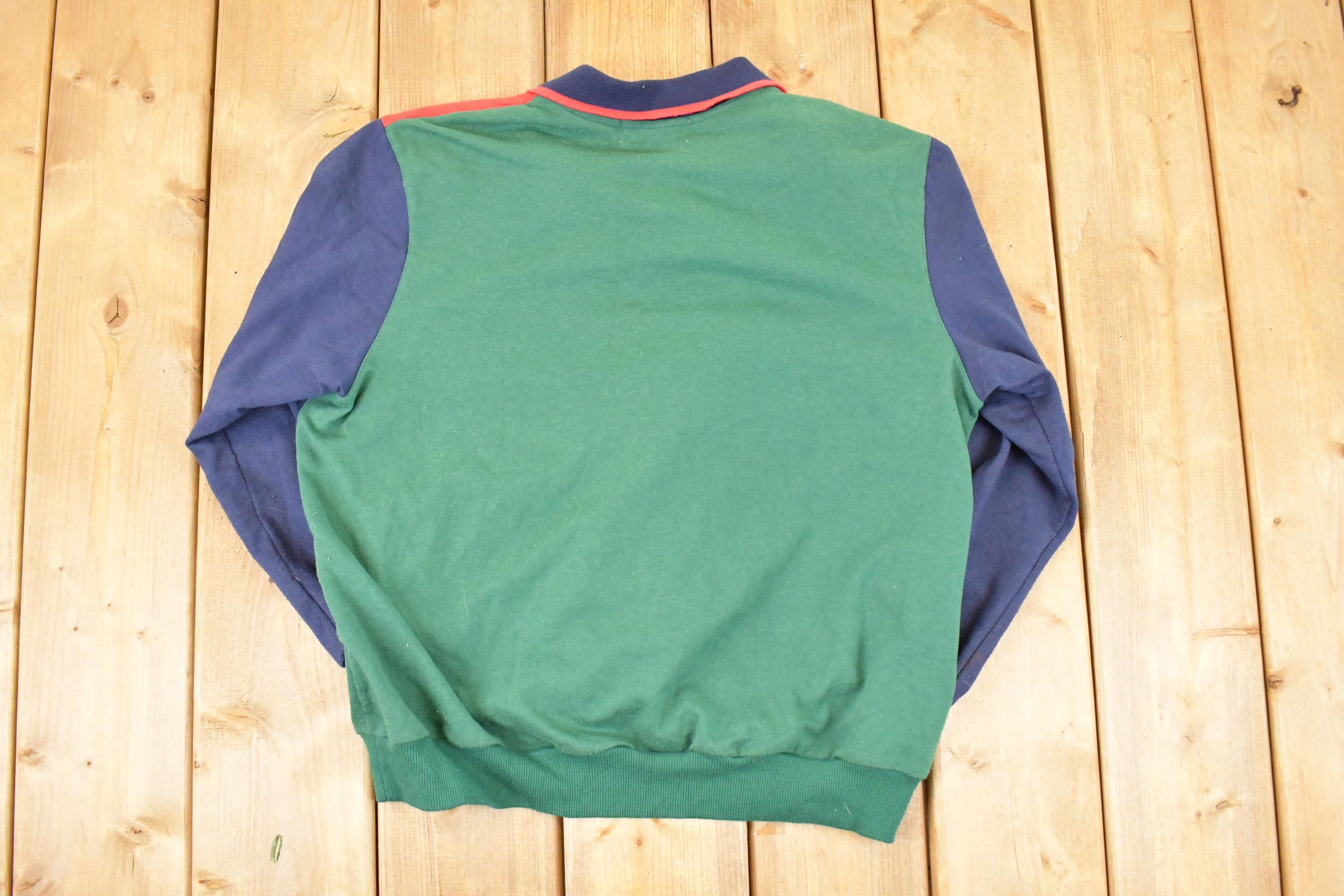 Vintage 1990s Alfred Dunner Plaid Floral Embroidered Quarter Button Sweatshirt Women's PL