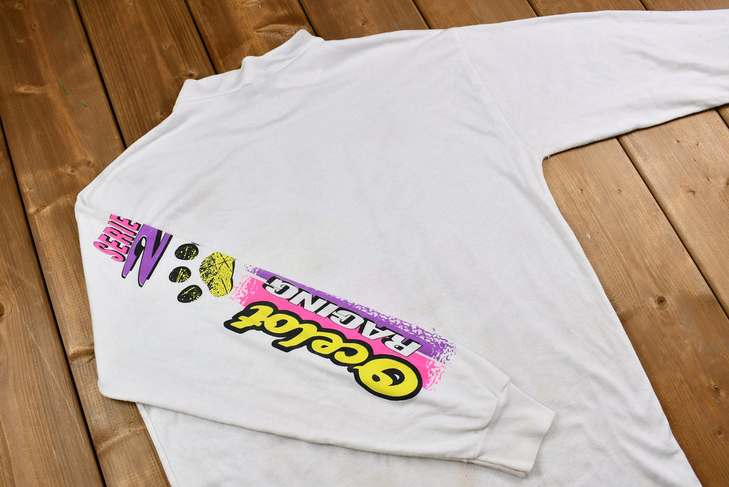 Vintage Late 80s Early 90s Mock-Neck Ocelot Racing T-Shirt