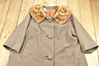 Vintage 1950s Peau De Faille Fur Collared Long Pea Coat Jacket