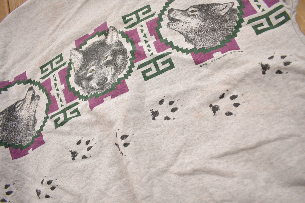 Vintage 1993 Aztec Wolf Theme Crewneck