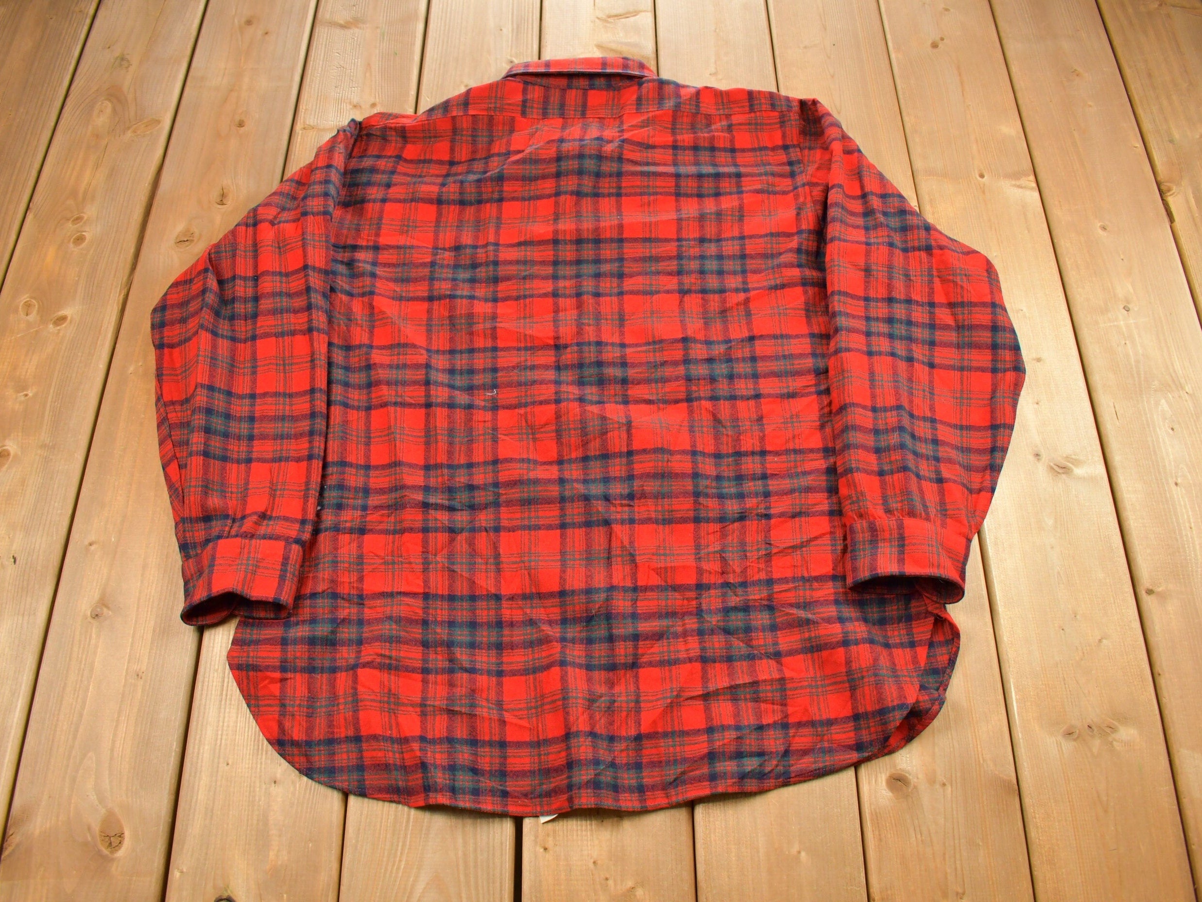 Vintage 1960s Pendleton Plaid Button Up Flannel Shirt