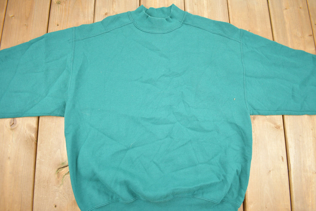 Vintage 1990s Chic Blank Mock Neck Woman's Sweatshirt