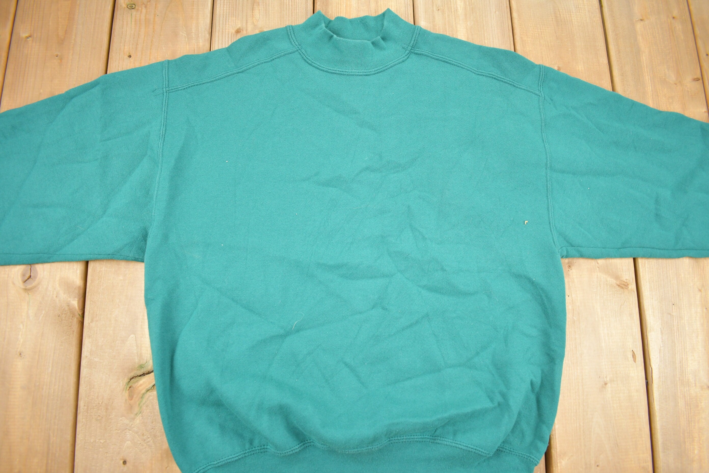 Vintage 1990s Chic Blank Mock Neck Woman's Sweatshirt