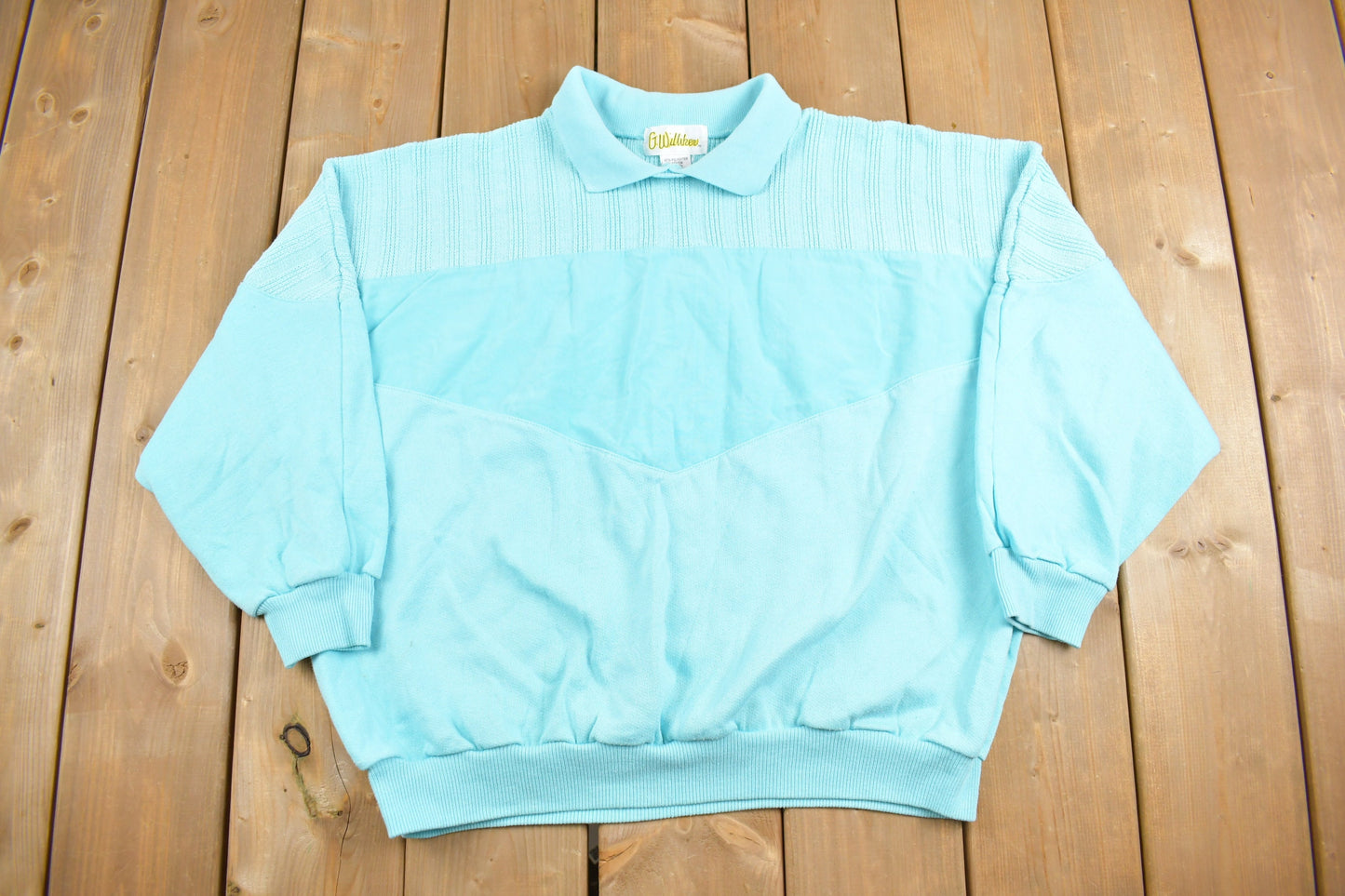 Vintage 1980s G Williker Polo Sweatshirt / Collared Crewneck Sweater / 80s Pullover Sweatshirt / Blue