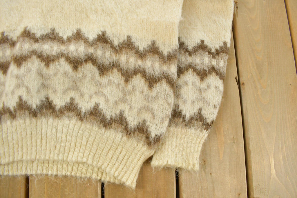 Vintage 1970s Knitting Mill Hekla Nordic Wool Knit Sweater Men's Medium