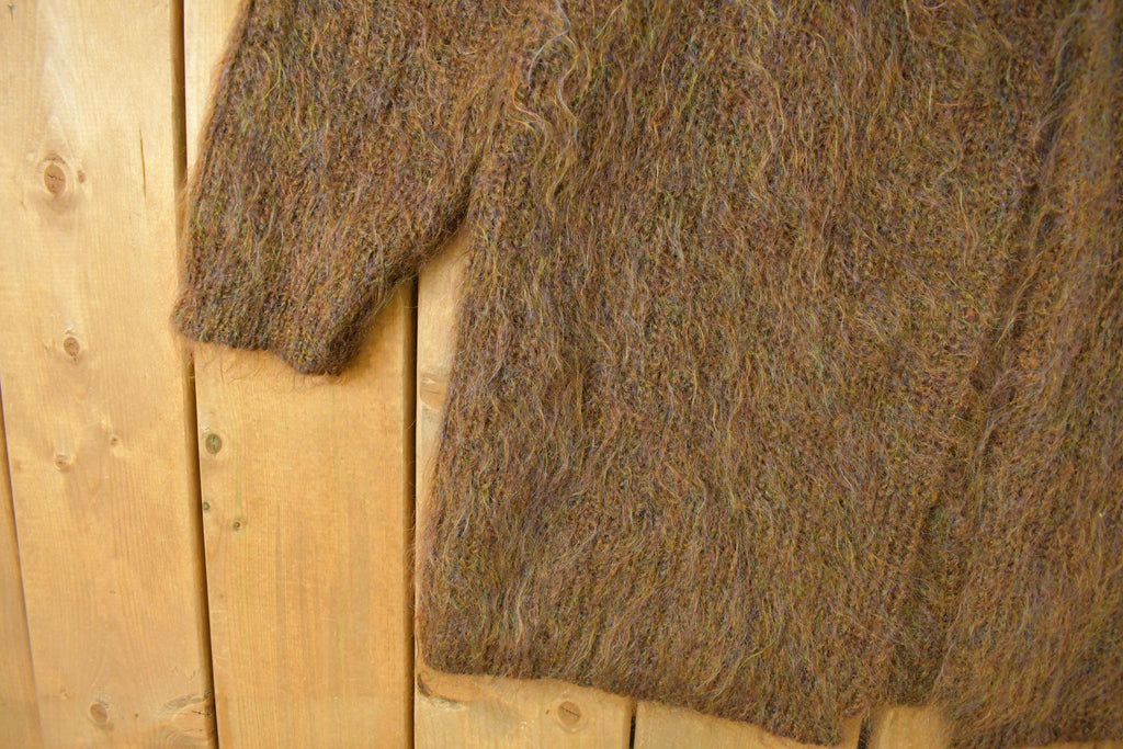 Vintage 1980s Susan Bristol Knit Cardigan Mohair Wool Sweater Women's XL