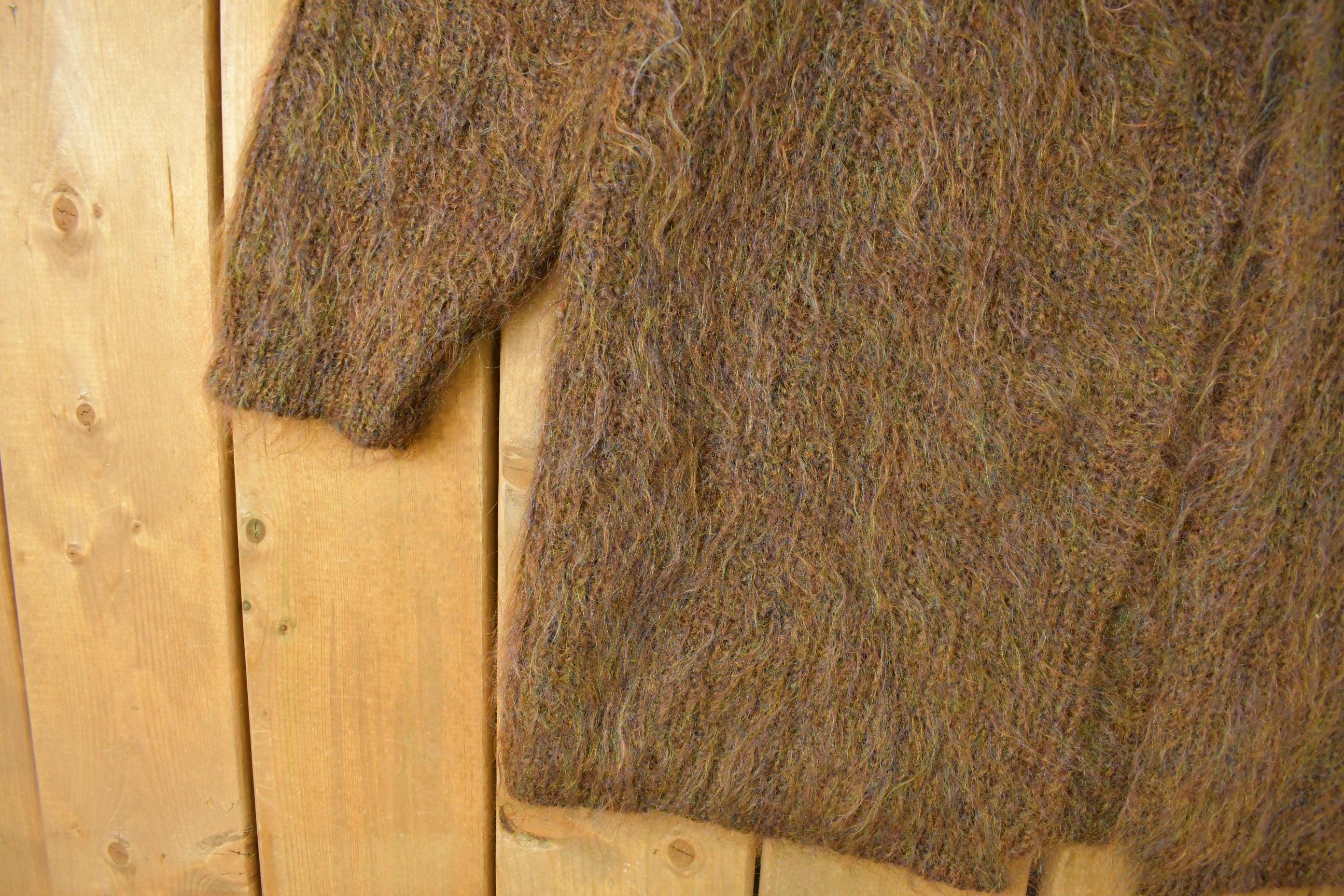 Vintage 1980s Susan Bristol Knit Cardigan Mohair Wool Sweater Women's XL