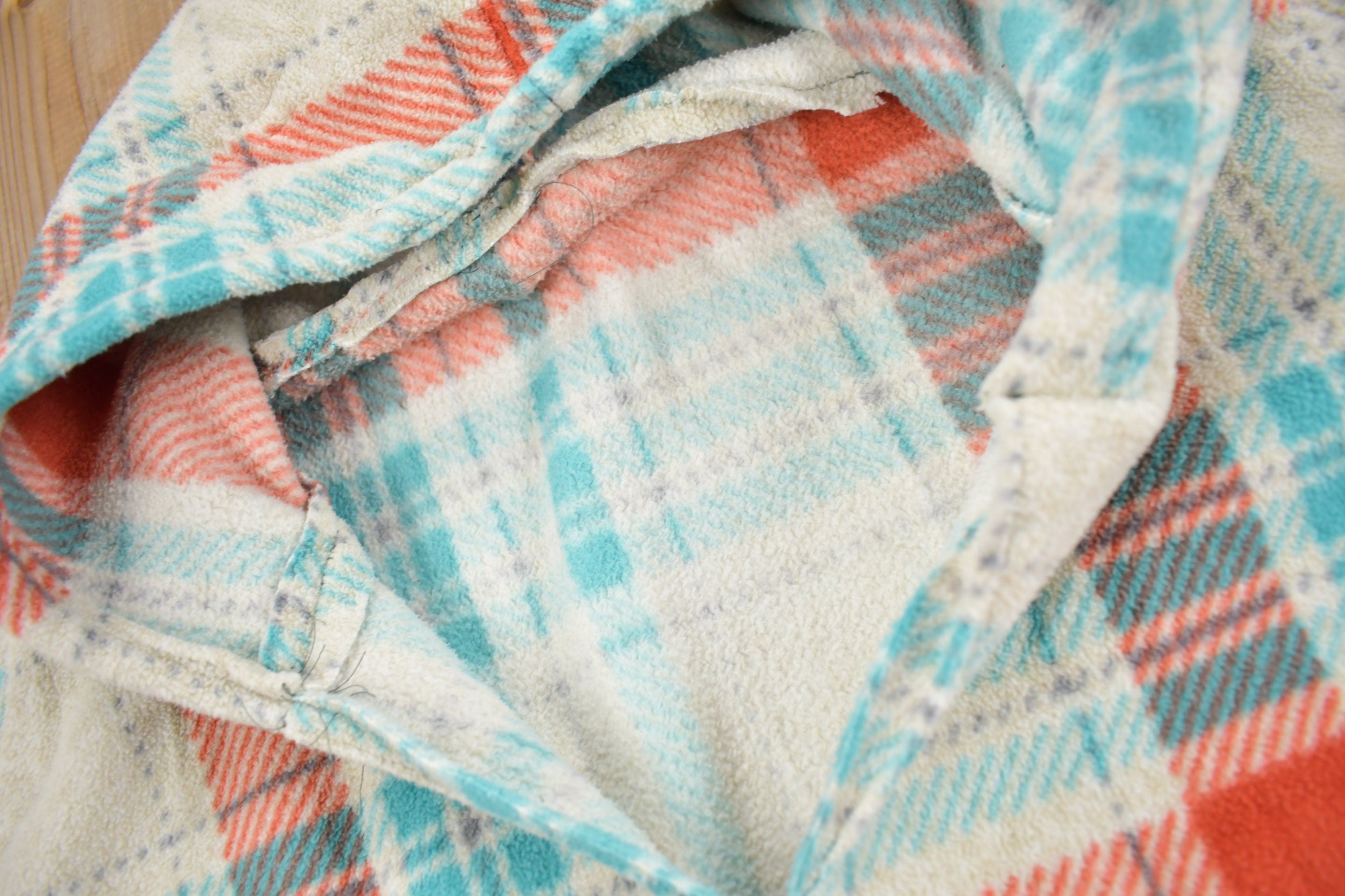 Vintage 1990s Plaid Fleece Graphic Hoodie