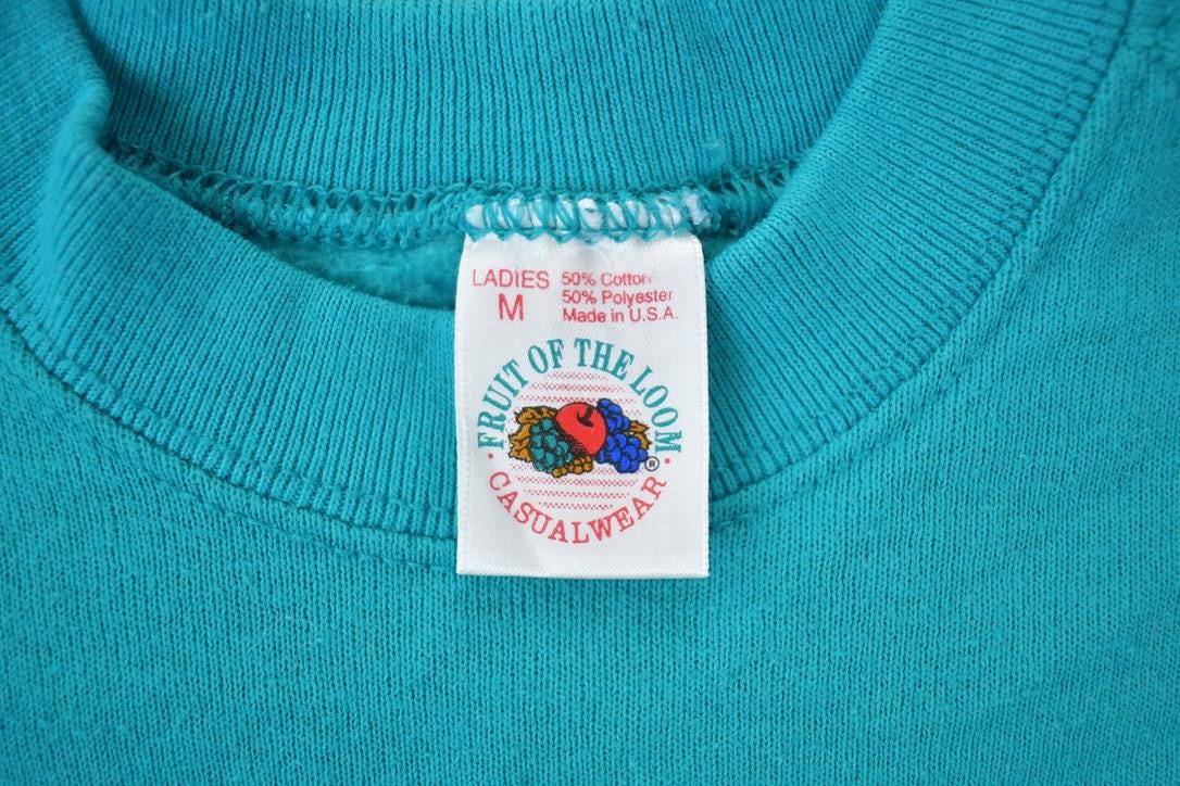 Vintage 1990s Teal Blank Crewneck Sweatshirt