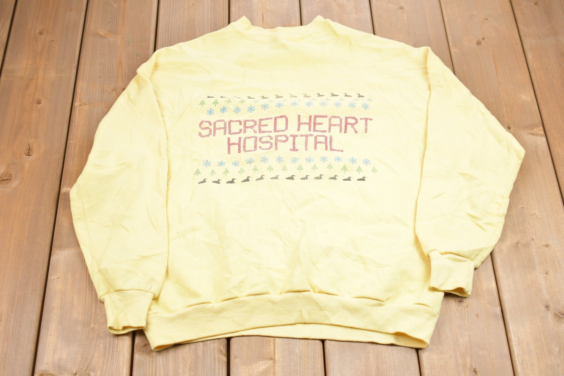 Vintage 1970s Sacred Heart Hospital Raglan Crewneck Sweatshirt