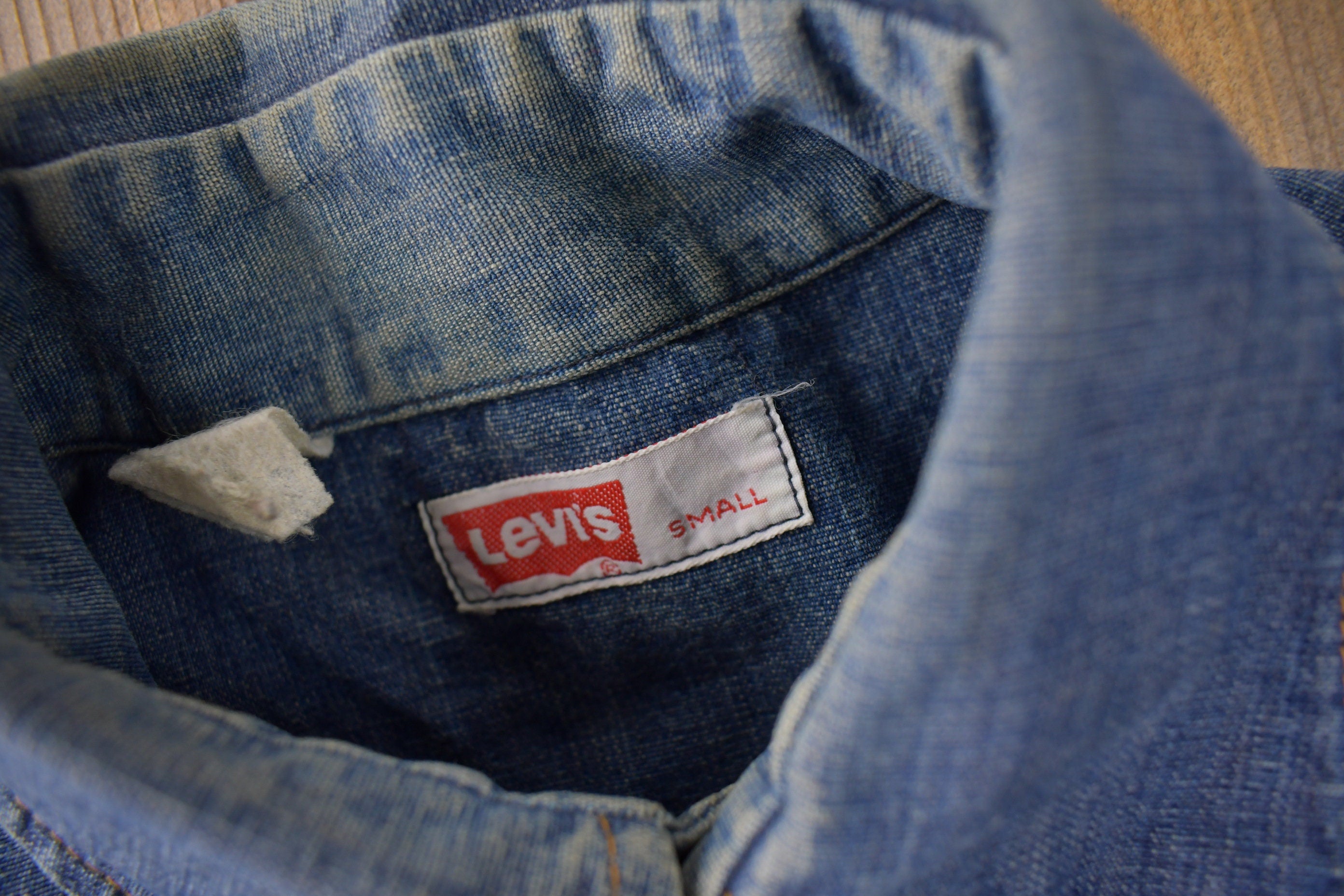 Vintage 1970s Levi's Orange Tab Denim Button Up Flannel Shirt Size S