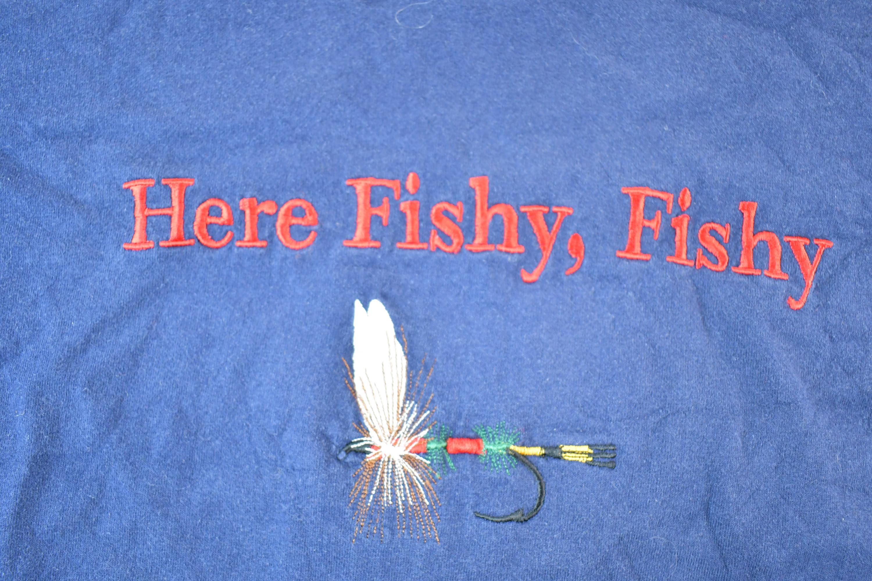 Vintage 1990s Here Fishy Fishy Souvenir Fishing T-Shirt Mens XL
