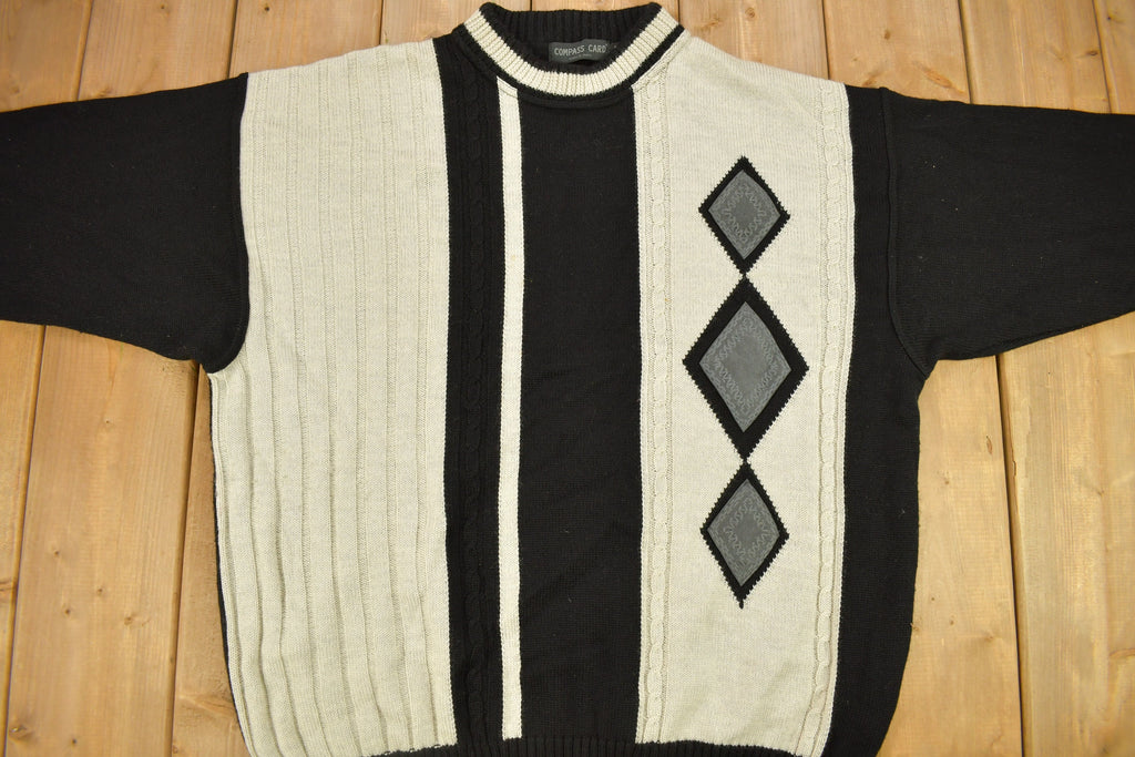 Vintage 1990s Compass Card Knitted Crewneck Sweater