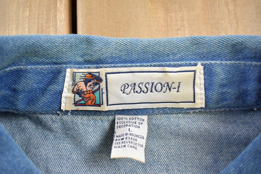Vintage 1980s Passion 1 Embroidered Denim Jacket