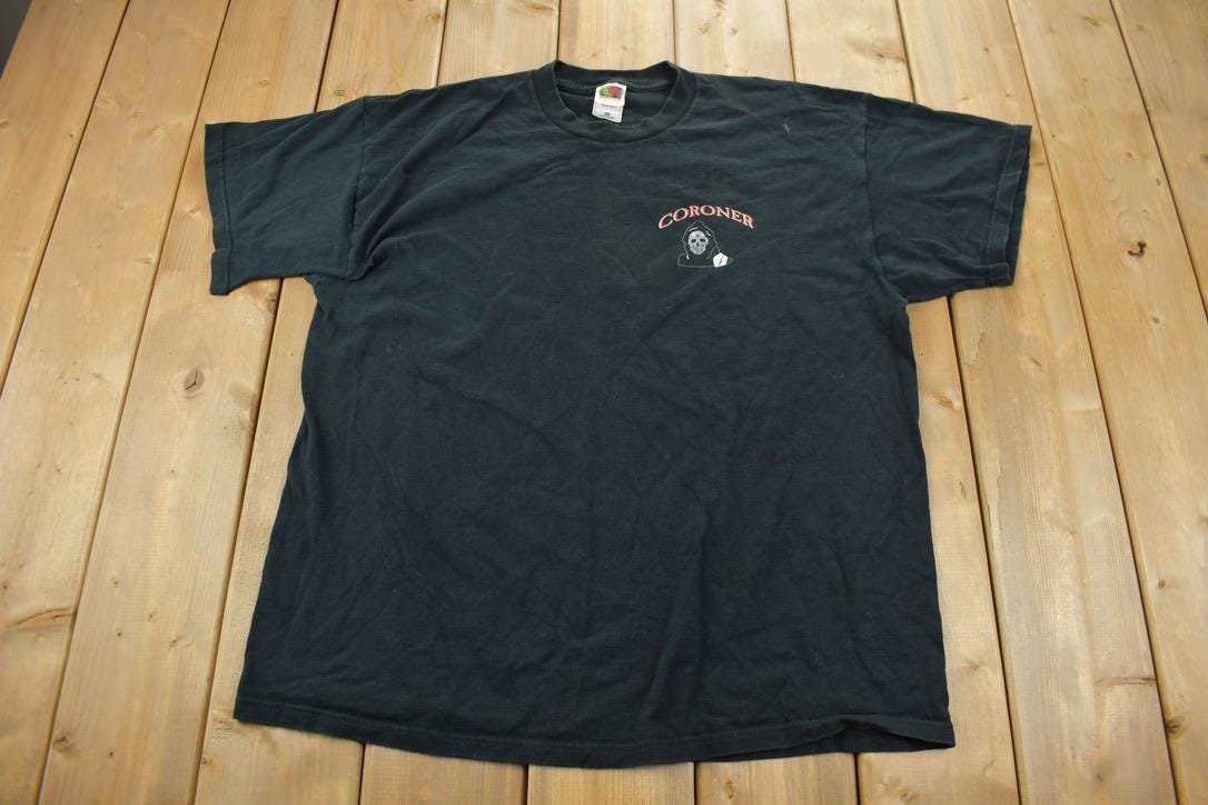 Vintage 1990s Coroner "When Your Day Ends Our Day Begins Grim Reaper Graphic T-Shirt Size XXL