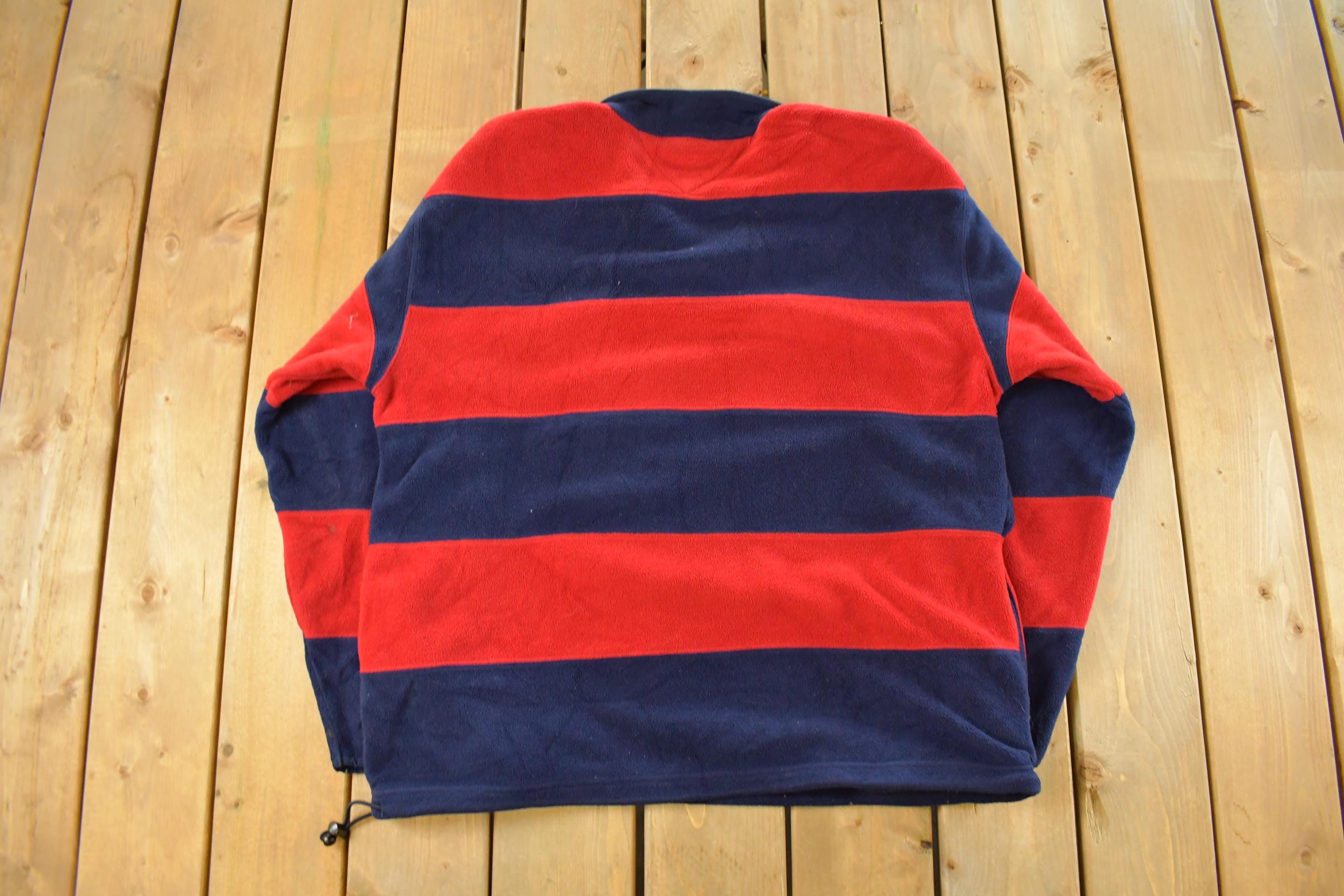 Vintage 1990s Tommy Hilfiger Flag Spellout Quarter Snap Fleece Sweater Men's XL  Vintage Tommy  90s Sweater  Streetwear  Athleisure