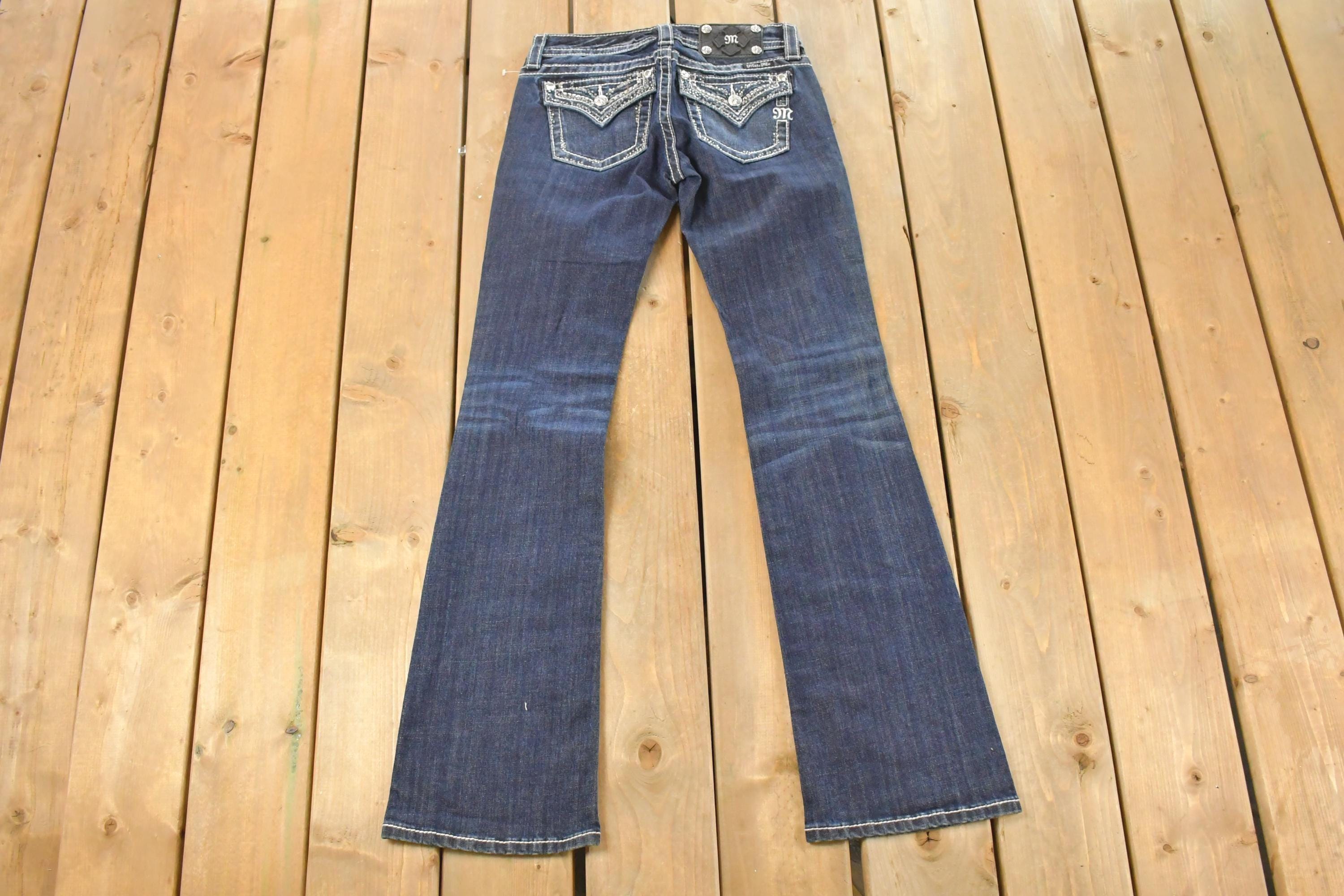 Vintage Deadstock Y2K Miss Me Bedazzled Low Rise Jeans Women's Size 26x31