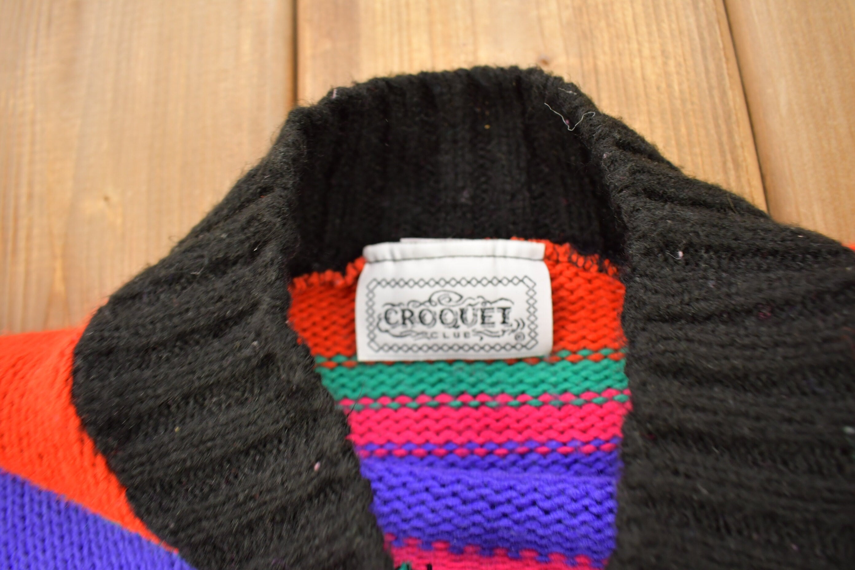 Vintage 1990s Croquet Club Funky Color Block Knitted Sweater