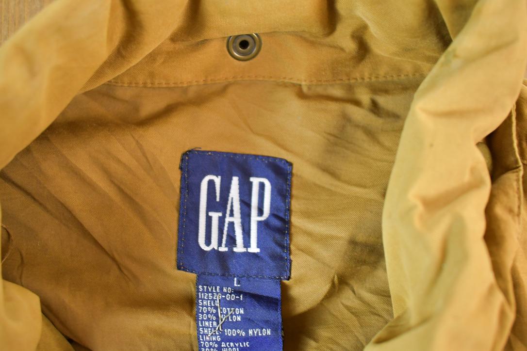 Vintage 1990s Gap Plaid Lined Down Filled Collared Work Style Bomber Jacket Made In USA