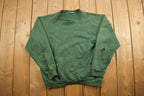 Vintage 1990s Thrashed Blank Green Crewneck Sweatshirt