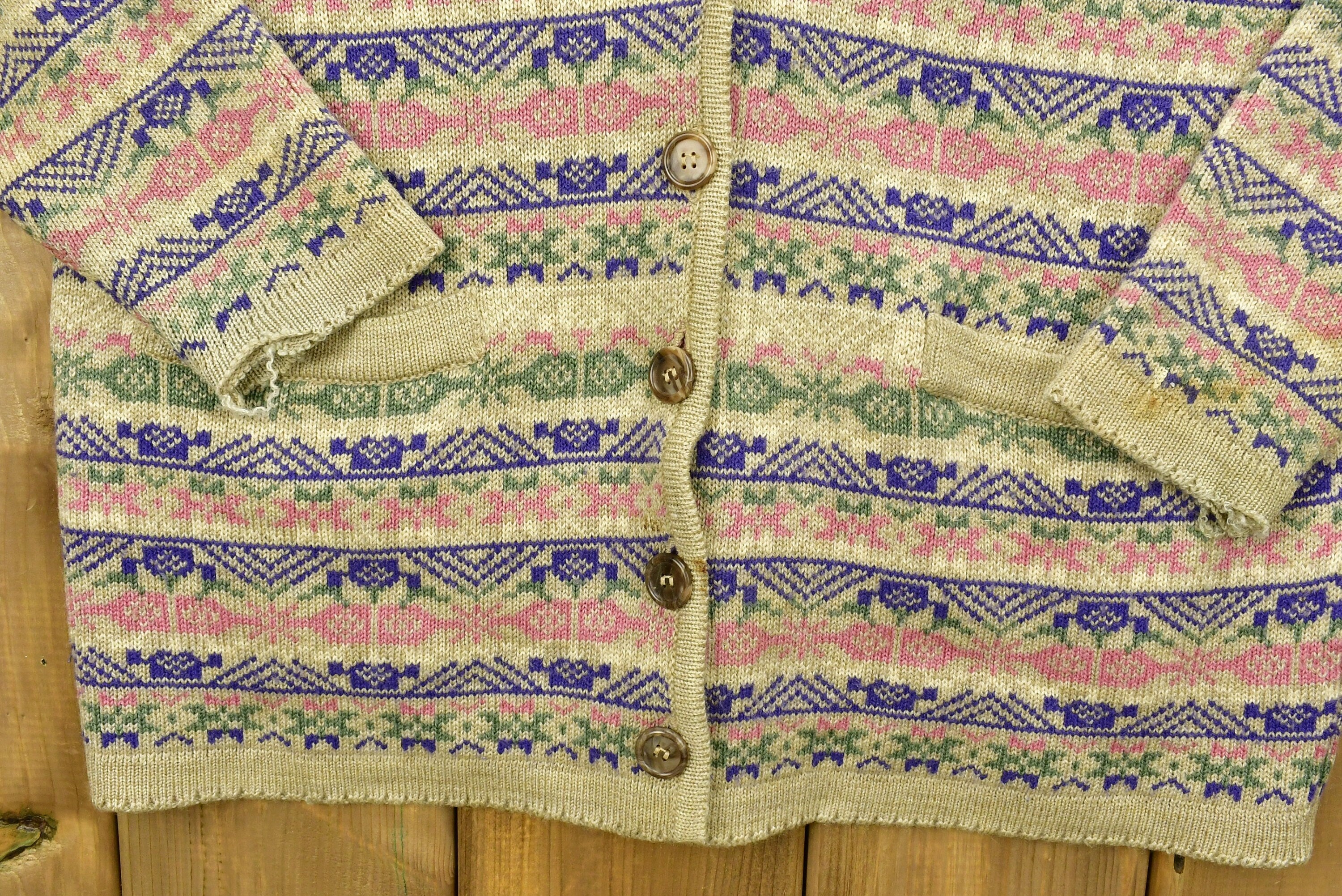 Vintage 90's Colorful Knitted Cardigan Sweater