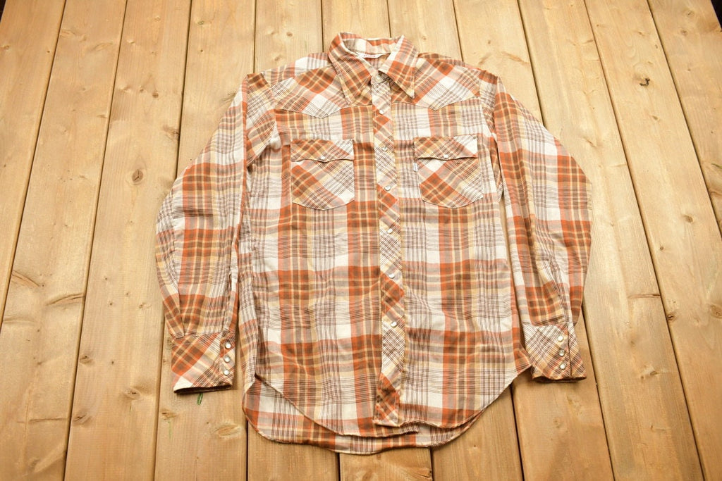 Vintage 1990s Levi's Plaid Western Flannel Button Up Shirt