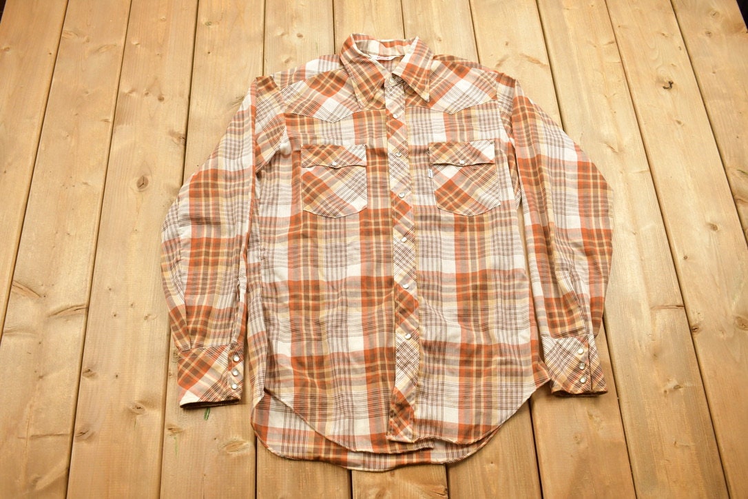 Vintage 1990s Levi's Plaid Western Flannel Button Up Shirt