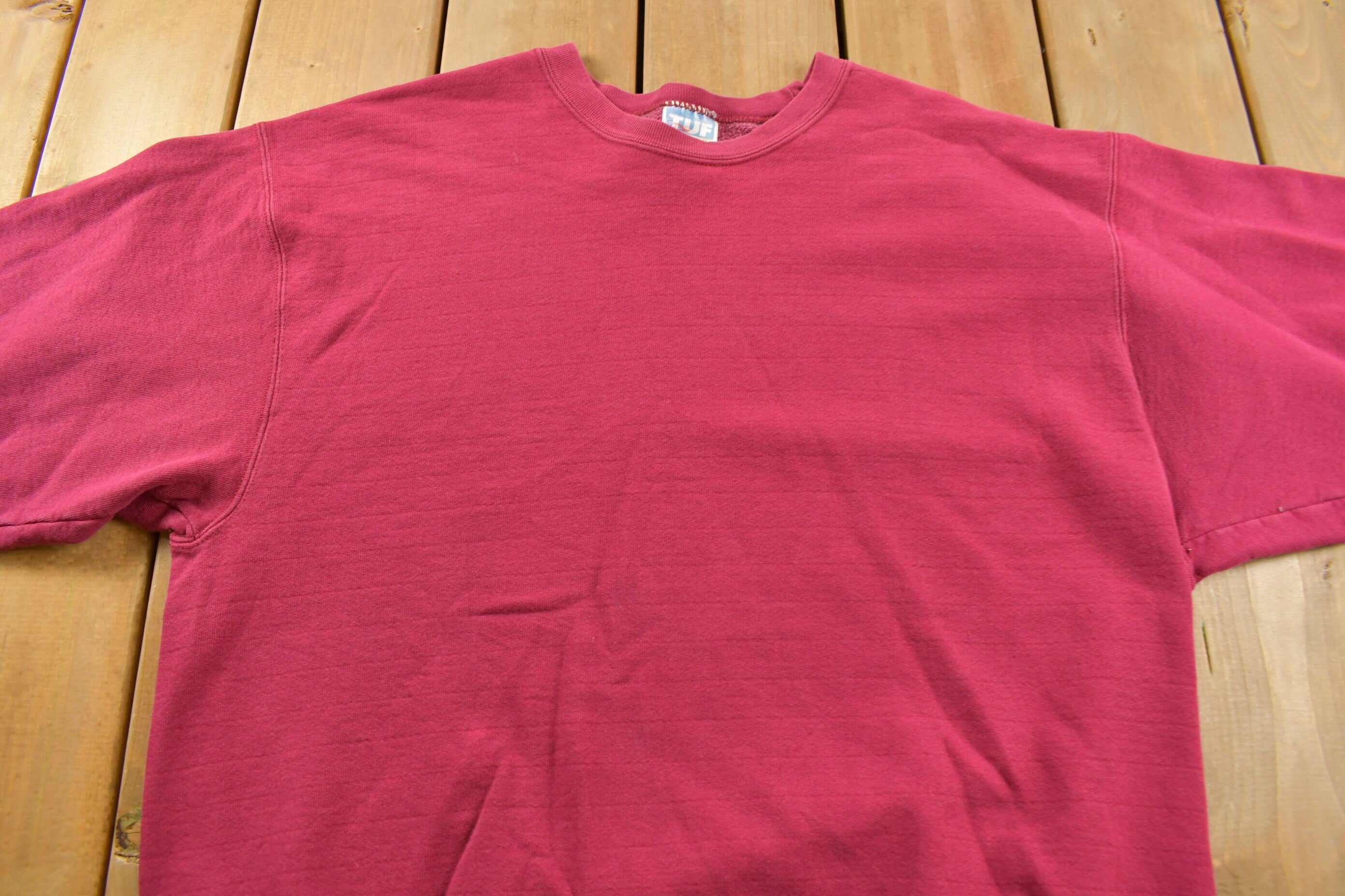 Vintage 1990s TUF Red Blank Crewneck Sweatshirt