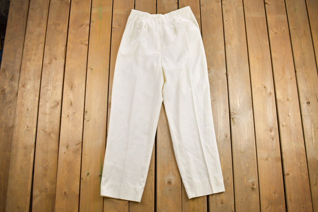 Vintage 1980s White Pleated Trousers Size 32 x 31.5