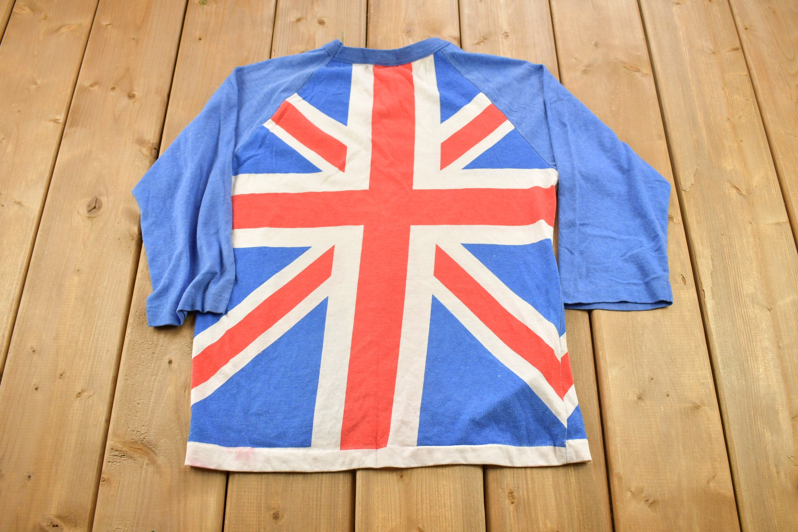Vintage 1970s United Kingdom Flag Graphic Raglan T Shirt