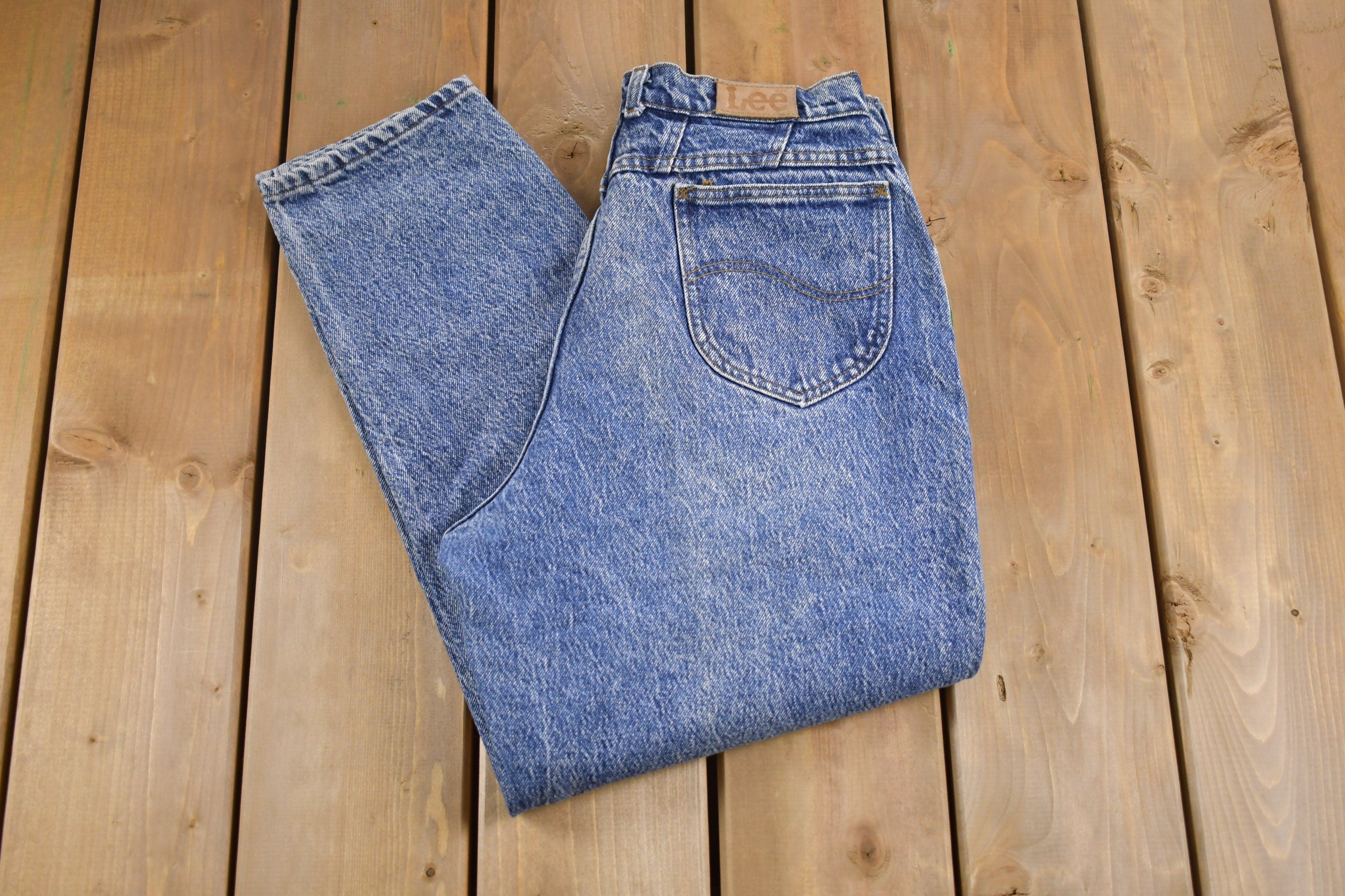 Vintage 1990s Lee Acid Wash Blue Denim Jeans Size 27 x 26