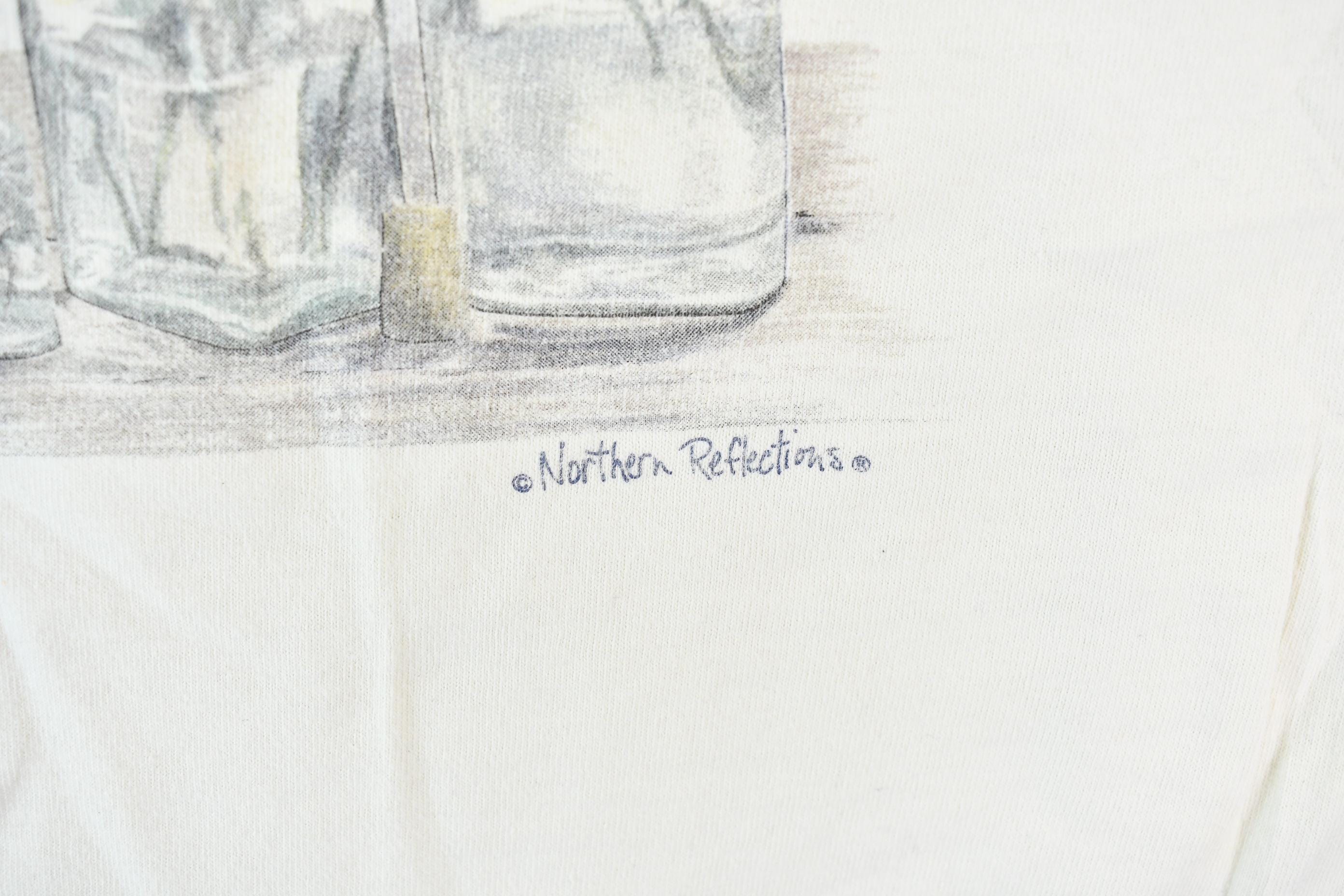 Vintage 1990s Northern Reflections Cottage Essentials Single Stitch Still Life Sketch Graphic T-Shirt