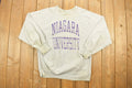 Vintage 1980's Champion Reverse Weave Warm-up Collegiate Crewneck University of Niagara Heavily Distressed.