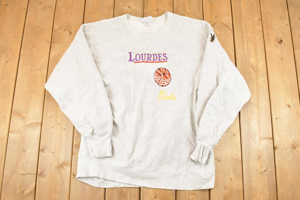 Vintage 1990s Lourdes Girls Basketball Cross Grain Crewneck Sweatshirt Women's XL