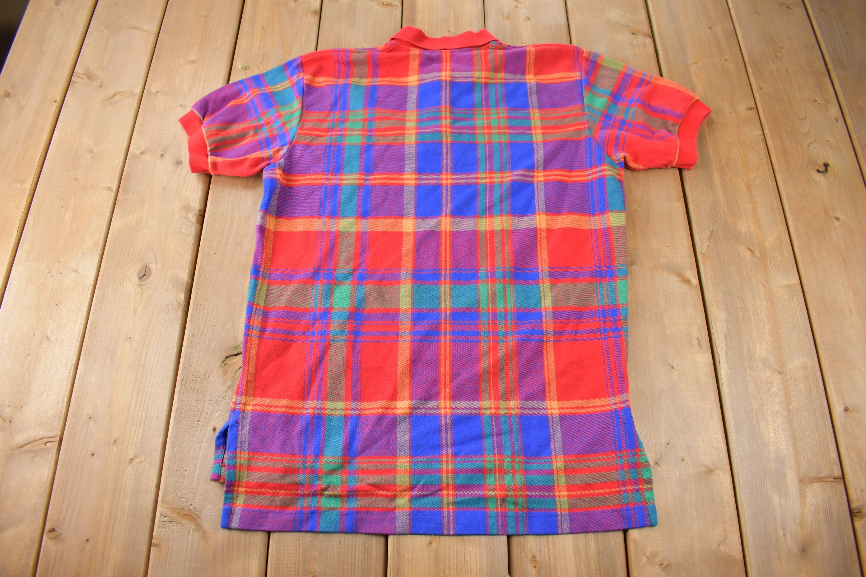 Vintage 1990s Polo By Ralph Lauren Small Pony Plaid Polo Shirt Size M Made In Canada