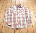 Vintage 1990s Wrangler Western Wear Plaid Pattern Pearl Button Up Shirt