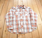 Vintage 1990s Wrangler Western Wear Plaid Pattern Pearl Button Up Shirt