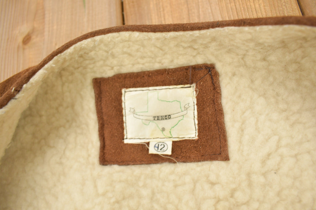 Vintage 1980s Texco Sherpa Lined Denim Button Up Vest