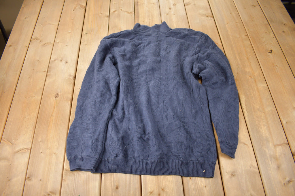 Vintage Y2K Chaps Embroidered Logo Quarter Zip Knit Sweater Size XL