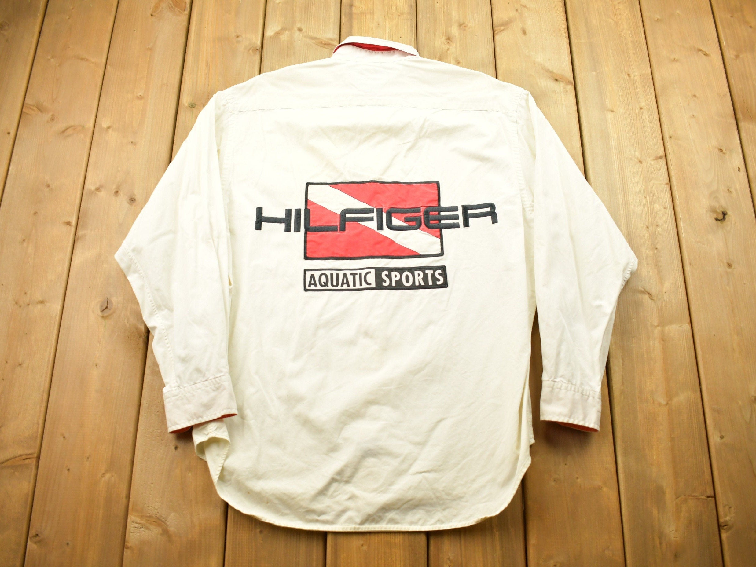 Vintage 1990s Tommy Hilfiger Aquatic Sports Button Up Shirt Aquatic Sports Sailing Gear