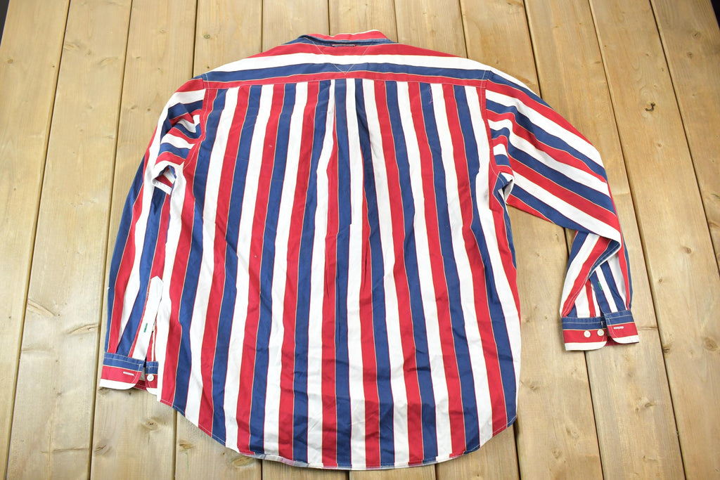 Vintage 1990s Tommy Hilfiger Striped Yachting Button Up Shirt